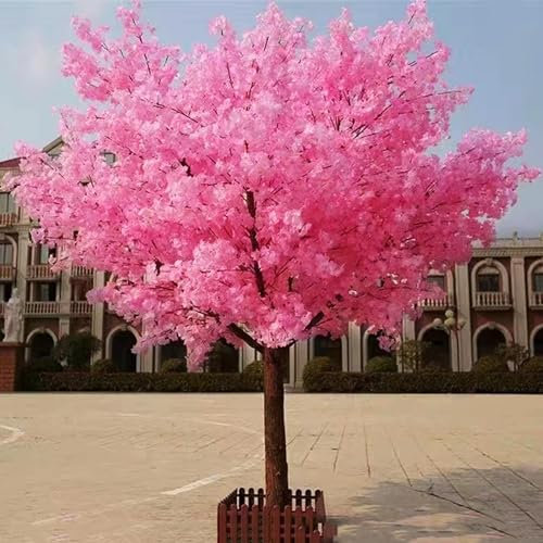 Qiang Kirschblüten-Kunstbaum Leaf Design Realistischer Künstlicher Blütenbaum Künstliche Große Pflanze,Gefälschte Ranken Blumen,Für Hochzeit,Party,Garten Dekoration,Round-1x0.8m/3.2x2.6ft