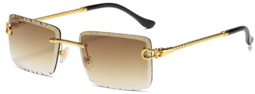LIGOES Randlose Rechteck Sonnenbrille UV400 Metall Bein Sonnenbrille Rahmenlose Meer Grün Blau Brillen Schatten