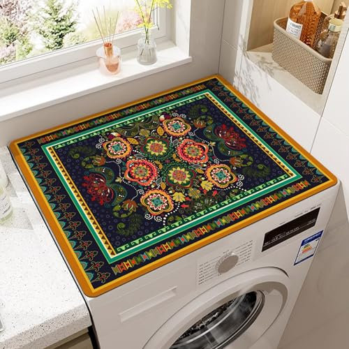 RUILBJ Housses Lave-Linge Sèche-Linge Antidérapante Dustproof Top Napperon,Tapis Machine A Laver De Diatomée,Tapis Anti-poussière pour Réfrigérateur Micro-Ondes,Tapis de Salle de Bain (Noir,60x60 cm)