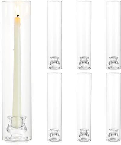 Inweder Windlicht Kerzenhalter mit 30.5cm Glaszylinder, 6 Stück