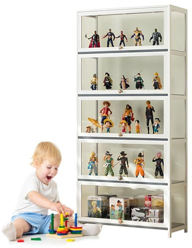 Dtyubfg Sammlervitrine Vitrinenschrank, Glasvitrine Vitrine für Sammlerstücke, Multifunktionale Staubdichte Glasvitrine, für Sammlerstücke, Bücher, für Spielzimmer, Schlafzimmer, Arbeitszimmer