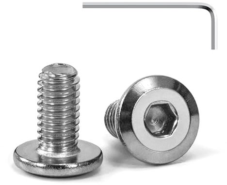 Tunejoy Tornillos de Cabeza Plana M6 x 12 mm Tornillo de Cabeza Hexagonal de Acero Inoxidable A2 V2A Perno de Muebles con llave Allen Rosca Completa 20 Piezas