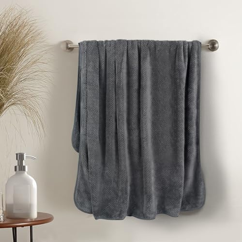 KinHwa Asciugamano da bagno in microfibra, grande, XXL, 100 cm x 150 cm, 1 confezione di asciugamani da bagno, ad asciugatura rapida e senza pelucchi, morbido e assorbente (blg-grigio scuro, 1