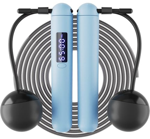 ACHDOFITS 2-in-1 Skipping Rope: Weighted & Cordless for Home, Real Rope for Outdoor - Smart LED Counter, Adjustable & Rechargeable for Adult Cardio