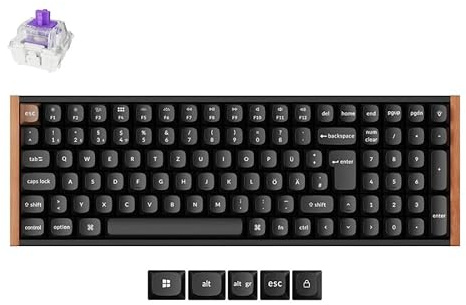 Keychron K4 HE 96% DE-ISO Wireless Mechanische Tastatur mit Magnet-Schaltern & Hot-Swap - Bluetooth/2.4GHz/USB-C, RGB-Beleuchtung QMK-Programmierung für Mac/Win, Holzdesig(Schwarz)