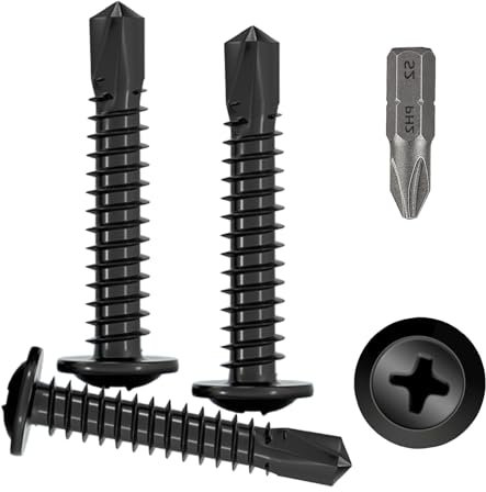 ARTGUTS 170 Stück Selbstschneidende Schrauben Schwarz, Selbstbohrende Bohrschrauben mit PH2 Bohrer, Bohrschrauben aus Kohlenstoffstahlm, für Metall, Aluminium, Holz und Kunststoff(M4.2 x 25)