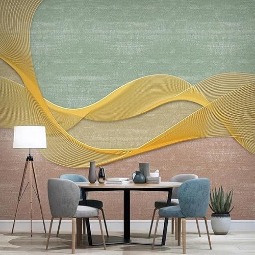 Vintage Geometric Gold Line 3D Wallpaper Feature Office Living Room Sofa Bedroom TV Background Wall Decoration-250cm×170cm