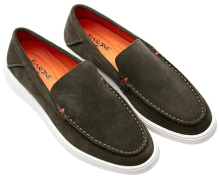 BARONE Mocassino Uomo Estivo - Scarpa Estiva in Vera Pelle - Scarpa Made in Italy (Verde, Sistema Taglie Calzature EU, Adulto, Uomo, Numero, Media, 44)