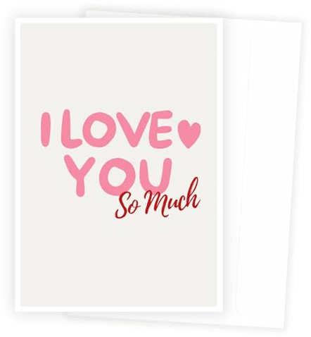 Stella & Soul Postkarte I love you so much mit Umschlag zum Jahrestag | Aesthetic Postkarte · Romantische Liebesbotschaft · Für Frau, Freundin, Mann · Valentinstag · A6-Format · weißes Kuvert