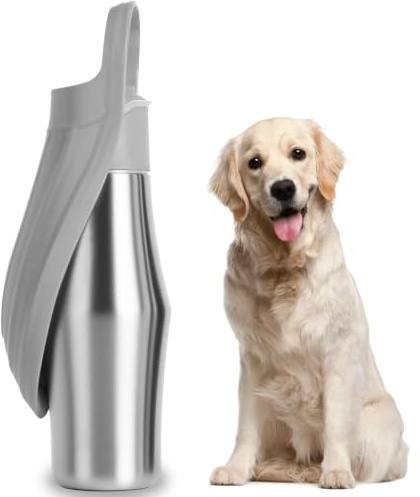 Hundetrinkflasche für Unterwegs - 750ml Trinkflasche Hunde für Unterwegs, Auslaufsicher & Robust aus Edelstahl, Trinkflasche Hund Edelstahl, Geschenke Geburtstagsgeschenk für Männer Papa