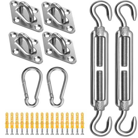 Shade Sail Accessories, Accessories for Assembly, Stainless Steel Mounting Set for Sun Protection, Outdoors, Patio, Garden, Boat, Camping, Pool