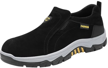 Chaussures orthopédiques extra larges pour homme - Chaussures de randonnée imperméables en daim - Antidérapantes - Sans lacets - Chaussures de sécurité - Chaussures de travail - Chaussures de loisirs