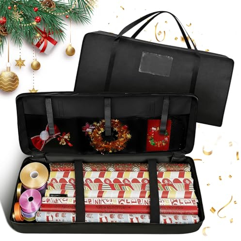Borsa Porta Carta da Regalo, 82x13x34 cm Organizzatore per Carta da Regalo, Tessuto Oxford 600D, Custodia per Pacchetti Regalo, con Tasca a Rete e Tasca per Biglietti, Colo