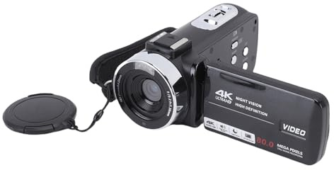 4K Camcorder Video Camera 80MP, 270 Rotation Screen Digital Recorder 18X Zoom Vlogging Camera HD Display Screen Camcorder LED Fill Light Zoom Recorder for Travel