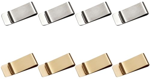 8 Pièces Pince à Billet en Acier Inoxydable Mince, Porte Billet Métallique Minimaliste pour Homme Femme, Pince Metal pour Carte de Crédit et Argent, 4 Argent et 4 Couleur Cuivre, Cadeau Élégant