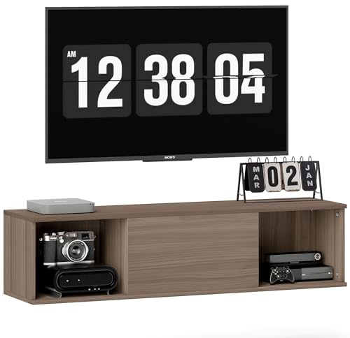 HOMCOM Armario de Pared 2 Compartimentos Mueble TV 120x30x29,5 cm Marrón