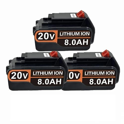 8.0Ah 18V/20V Replacement Battery ，Compatible for Black & Decker， LBX20 LBXR20 LB20 LBXR2020 LBX4020 LB2X4020-OPE LBXR20-OPE(3PCS 8.0Ah)