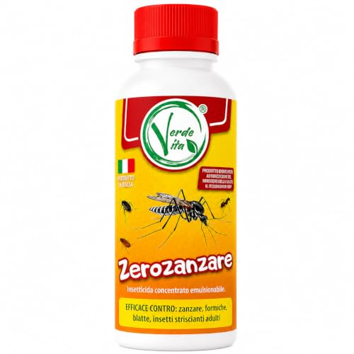 VerdeVita Zerozanzare Insetticida Concentrato Emulsionabile 1 L, Contro Zanzare, Zanzara Tigre, Formiche, Blatte e Insetti Striscianti Adulti, Made in Italy