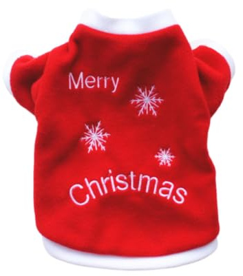 MINAOLULUS Weihnachtliche Hundebekleidung Xs aus Fleece mit Schneeflockenmotiv Warm Bequem und Einfach Anzuziehen für Outdoor Aktivitäten und Fotoshooting