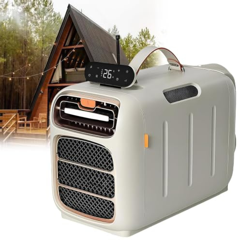 Aire Acondicionado con Compresor 4700 BTU, 4 Modos, Doble Tubo de Escape, Mando a Distancia para Camping y Dormitorios(Cooling DC 24V)