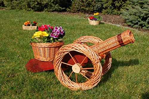 Kanone aus Korbgeflecht, 80cm, Rattan, Weidenkörbe, bepflanzen möglich, Pflanzkorb, Rattan, Weinkörbe, Weidenkorb, Pflanzkorb, Blumentopf, Blumentöpfe, Holzschubkarre, Pflanztrog, Pflanzgefäß, Pflanzschale, Blumentopf, Pflanzkasten, Übertopf, Übertöpfe, Pflanztrog, Blumentopf, Holz, Haus und Eingang, Gartendeko, Dekoration Pflanzgefäß, Pflanztöpfe Pflanzkübel, Pflanzkarre, Blumenkanone