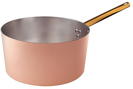 Pentole Agnelli ALCU10528 Casseruola Alta con Manico, Rame Liscio Stagnato a Mano, 28 cm
