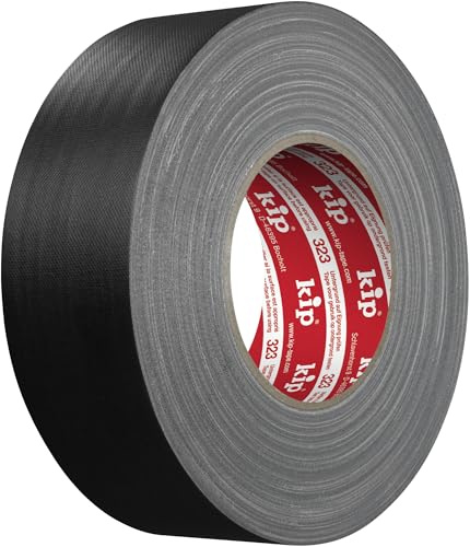 Kip 323 Professional Gaffer's Tape Schwarz 50mm x 50m / Leicht abrollbar/Rückstandsfrei entfernbar/abriebfest/Gewebe mit nicht reflektierender PE-Laminierung