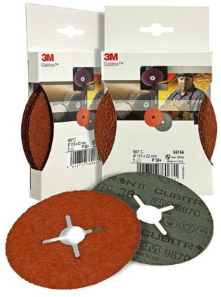 3M 987C 65167 Cubitron II - Set di 5 dischi abrasivi P60 in fibra, 115 x 22 mm