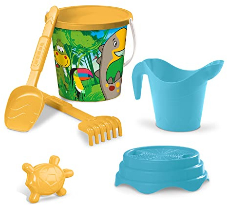 Mondo Toys - Bucket Set + Water CAN Fantasy - Sandeimer Set ø17 cm mit Giesser - 6-Teiliges Strandspielzeug Set für Kinder ab 3 Jahren, Strandset - 19420