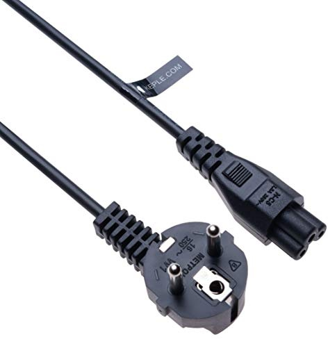 Netzkabel Stromkabel 3 Polig Kleeblatt Micky Maus Komatibel mit LG TV 47LB6300 | EU (Euro) Schuko Stecker CEE 7/7 90° Abgewinkelt zu 3 Pin IEC 320-C5 kleeblattstecker | AC 250V 16A Schwarz 3m