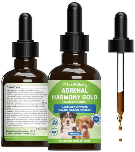 Pet Wellbeing - Adrenal Harmony Gold For Dogs- Natural Support For Adrenal Dysfunction And Cushing'S - 2 Ounce ( 59 Milliliter)