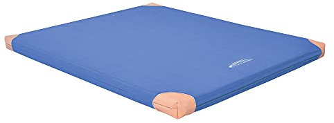 Grevinga® TÜV-Süd zertifizierte Leichtturnmatte (VB 80) | 100 x 100 x 6 cm | BLAU | mit Lederecken
