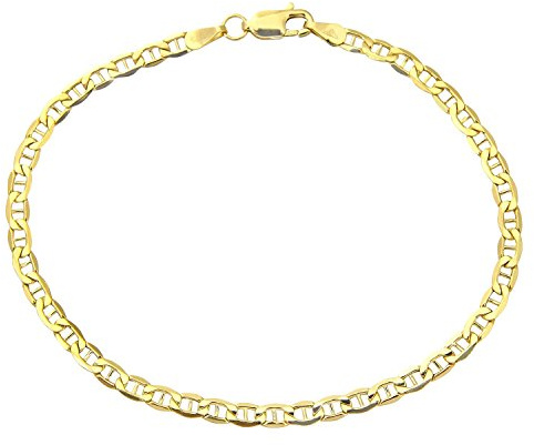PRINS JEWELS Armband 14 Karat / 585 Gold Italienisch Flach Mariner Gelbgold Armkette Breite 3.10 mm