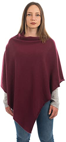 Dalle Piane Cashmere - Poncho kashmirblandning - Made in Italy - Kvinna, Färg: Bordeaux, en storlek