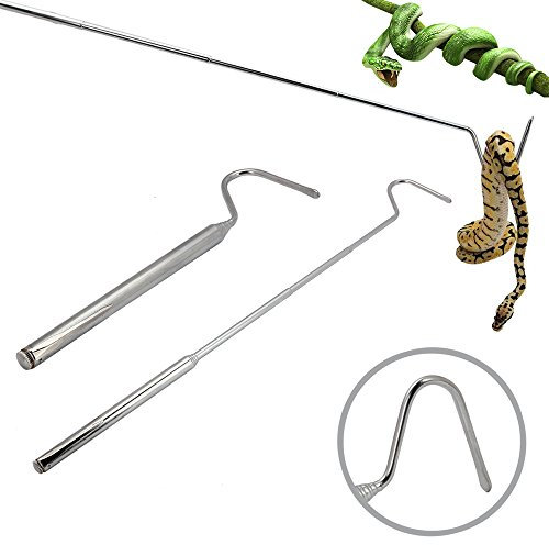 SENZEAL Retractable Schlangenhaken Edelstahl Haken Professionelle Reptilien Zubehör für Snake Lovers Silber