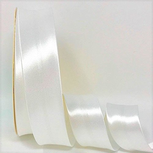Byetsa Schrägband aus Satin, 30 mm, auf einer 25-m-Rolle, Weiß