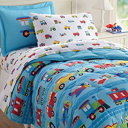 Wildkin 5 PC-Bettwäsche, Twin, Züge Flugzeuge und Lastwagen