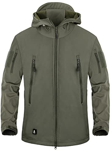 SZAWSL Veste militaire imperméable en softshell pour homme avec doublure en polaire, Camouflage, Veste tactique,S,Vert armée