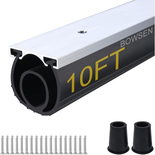 BOWSEN Joint d'étanchéité universel en U + O pour porte de garage robuste en caoutchouc avec kit de retenue de rail en aluminium, noir (3 m, 4,1 cm de largeur)