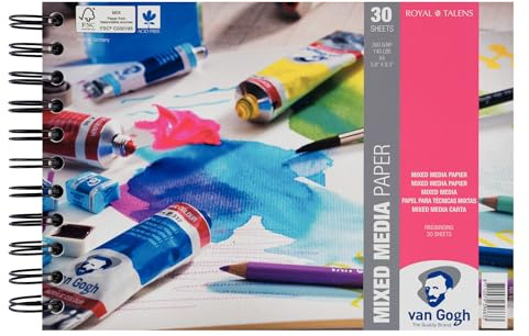 Van Gogh Mixed Media Spiralgebundener Block, 140lb, 30 Blätter, 5,8 x 8,3 / A5