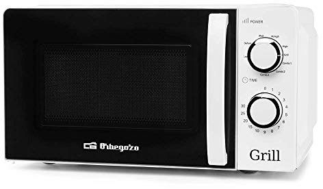 Orbegozo MIG 2130, Microondas con grill, 20 litros de capaciad, 900 W, 3 funciones combinadas, incluye rejilla para funcion gril, temporizador, señal de fin de coccion, color blanco