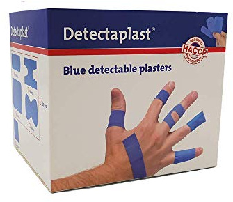 Detectaplast Blue plasters, Metal detectable and Flexible plasters, for Catering First aid kit in Food handling environments, Kitchen aid, 19 x 72, 25 x 72, Butterfly, Knuckle, 100 Strips
