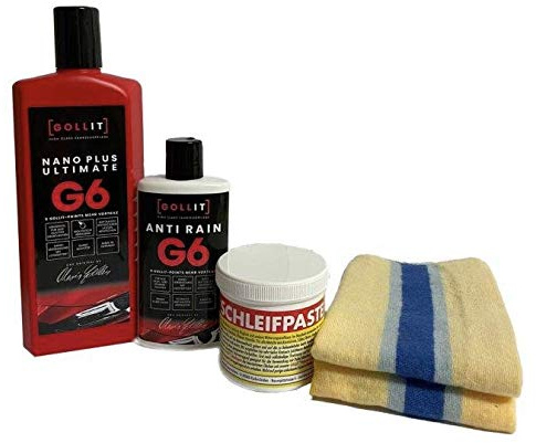 GOLLIT Starter-Set-III - Hochglanzversiegelung 500ml, Nano-Scheibenversiegelung 200ml, Mittlere Schleifpaste 250g für Auto Boot Caravan - Made in Germany