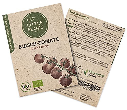 Little Plants BIO Tomatensamen Black Cherry, 15 Tomaten Samen, hohe Keimrate, 100% Natürlich, BIO Saatgut Kirschtomate Samen für Gemüsegarten Tomaten Hochbeet – BIO Tomate Samen Nachhaltig