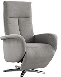 CAVADORE TV-Sessel Juba / Pflegeleichter Fernsehsessel mit manuell verstellbarer Relaxfunktion / 75 x 112 x 82 / Soft Clean Bezug, Silber