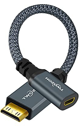 Twozoh Mini HDMI Stecker auf Micro HDM Buchse, Adapterkabel, D Typ, Micro HDMI Buchse, Buchse auf Mini HDMI Stecker, Konverter Adapter, 3D/4K, 1080p, 20cm