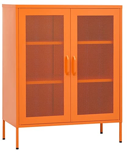 vidaXL Armario de Almacenamiento Aparador Librería Alacena Cajonera Estantería Organizador Muebles Hogar Estable Acero Naranja 80x35x101,5 cm