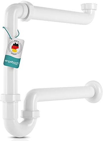 Engelbach® Sifone lavabo bagno salvaspazio - 1 1/4 x 32mm - Regolabile e a prova di odori - Made in Germany