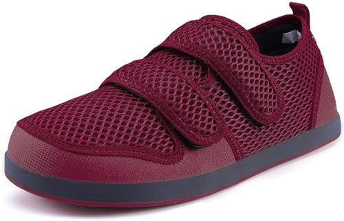 Hsyooes Scarpa Ortopedica Donna Scarpe Diabetiche Uomo Pantofole Ortopediche Regolabili Pantofole Camminata Anziani Strappo Traspirante rosso-A 38EU