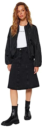 Trendyol FeMan A-linje A-linje denim kjol, svart, 38, Svart, 36 SE